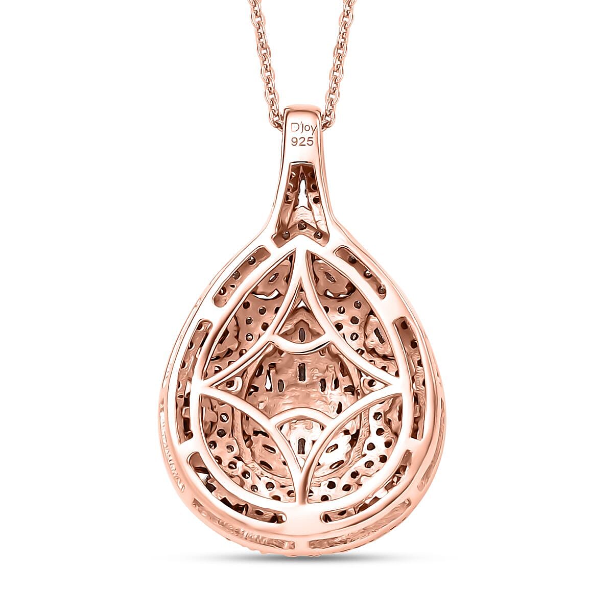 Natural Champagne Diamond 1.00 ctw Victorian Era Pendant Necklace in 18K Vermeil Rose Gold Over Sterling Silver 20 Inches image number 4