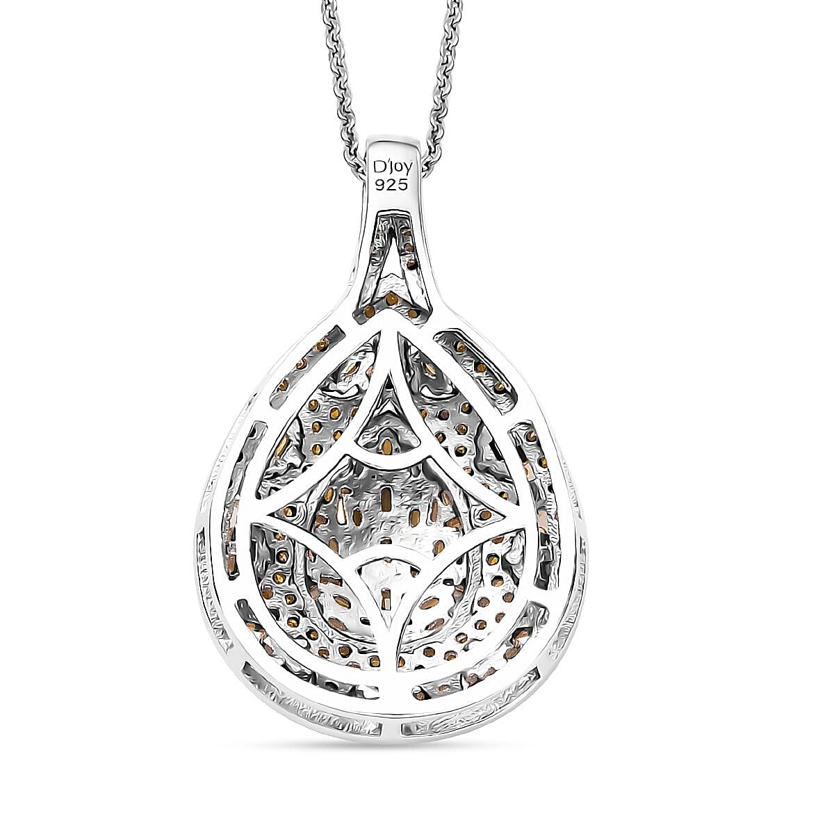 Yellow Diamond 1.00 ctw Victorian Era Pendant Necklace in Rhodium Over Sterling Silver 20 Inches image number 4