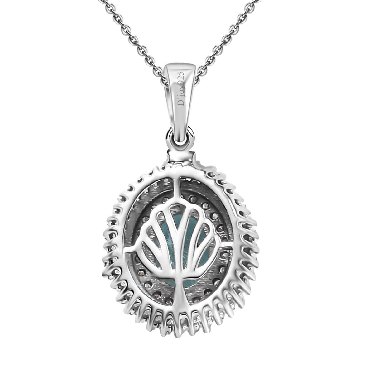 Madagascar Lagoon Apatite and Diamond 1.65 ctw Spirit of the Sea Pendant Necklace in Rhodium Over Sterling Silver 20 Inches image number 4