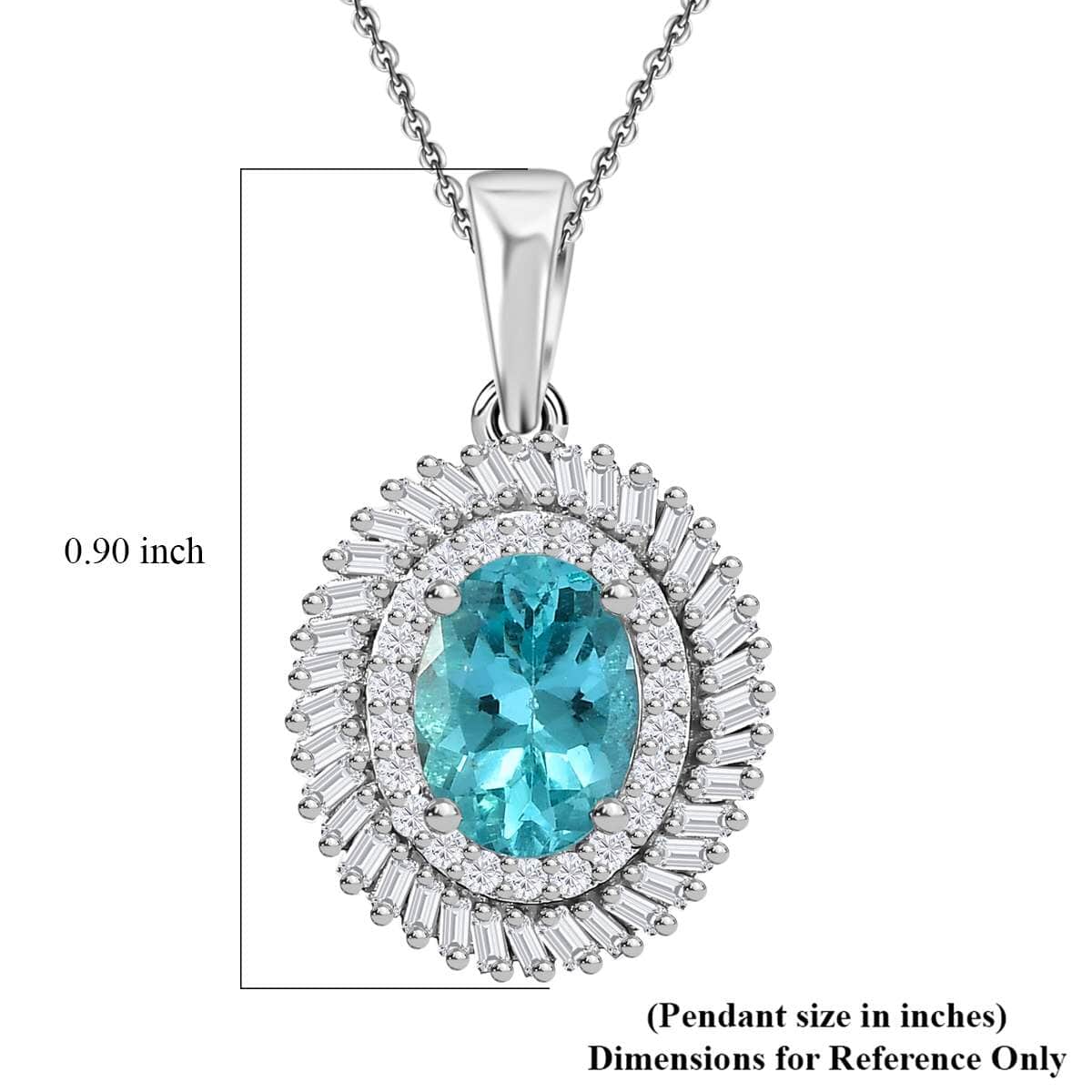 Madagascar Lagoon Apatite and Diamond 1.65 ctw Spirit of the Sea Pendant Necklace in Rhodium Over Sterling Silver 20 Inches image number 5