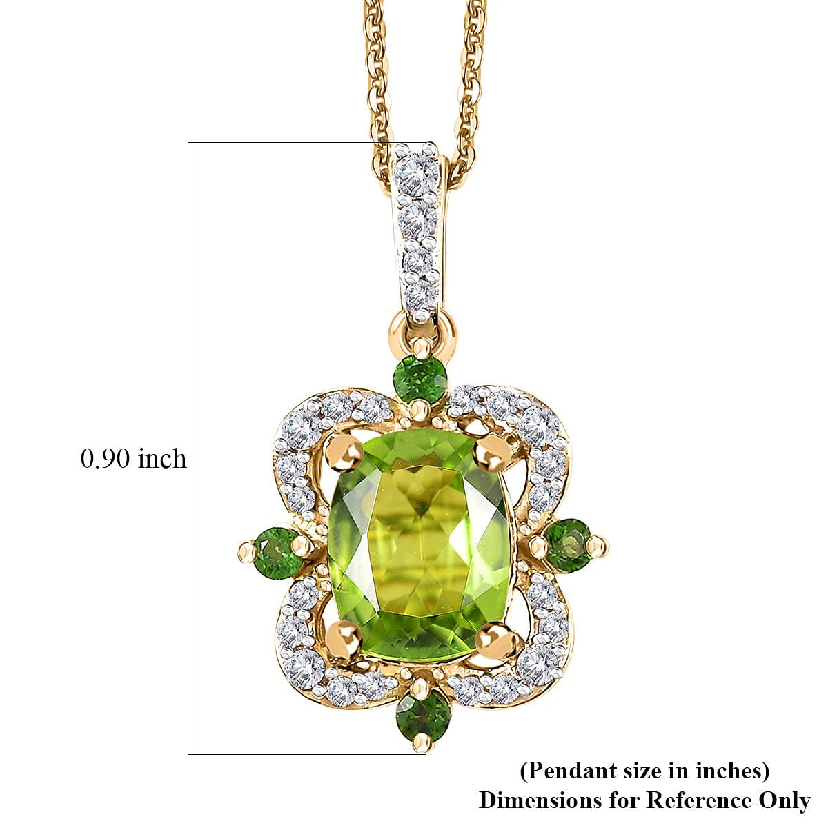 Hebei Peridot and Multi Gemstone 2.60 ctw Clover Leaf Pendant Necklace in 18K Vermeil Yellow Gold Over Sterling Silver 20 Inches