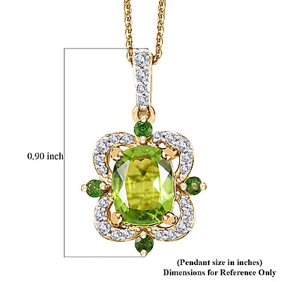 Hebei Peridot and Multi Gemstone 2.60 ctw Clover Leaf Pendant Necklace in 18K Vermeil Yellow Gold Over Sterling Silver 20 Inches