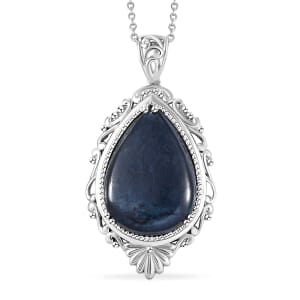 Karis Vivianite 16.00 ctw Pendant in Platinum Bond with Stainless Steel Necklace 20 Inches