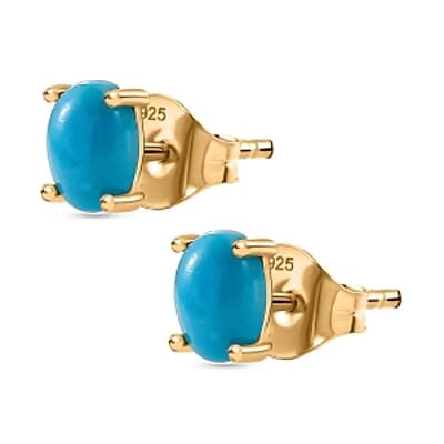 Sleeping Beauty Turquoise 2.94 ctw Set Ring (Size 10) and Earrings and Pendant Necklace (20 Inches) in Vermeil YG Over Sterling Silver
