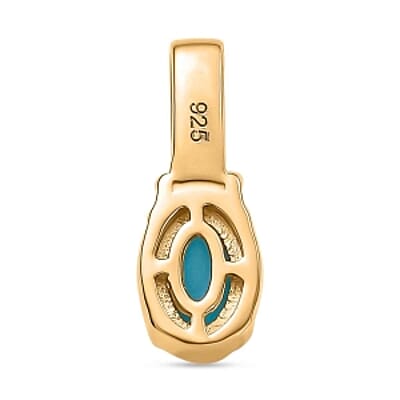 Sleeping Beauty Turquoise 2.94 ctw Set Ring (Size 10) and Earrings and Pendant Necklace (20 Inches) in Vermeil YG Over Sterling Silver