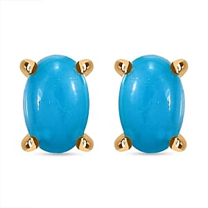 Sleeping Beauty Turquoise 2.94 ctw Set Ring (Size 10) and Earrings and Pendant Necklace (20 Inches) in Vermeil YG Over Sterling Silver