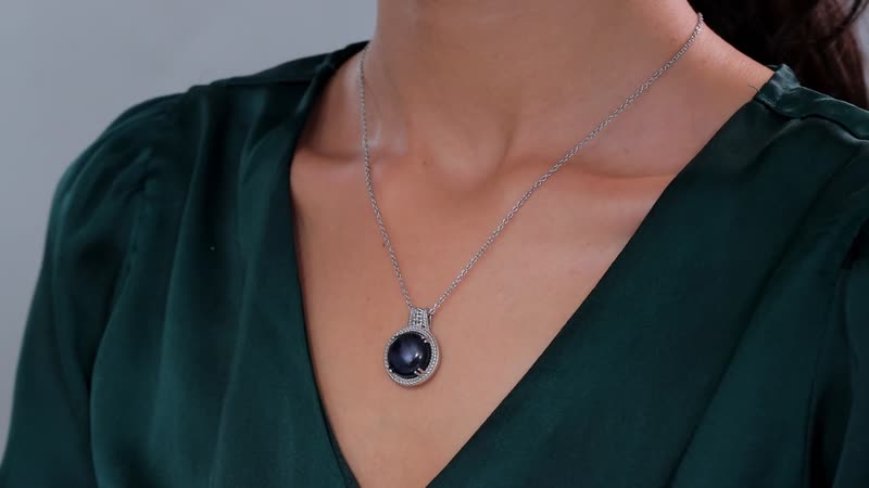 Karis Vivianite 8.25 ctw Pendant in Platinum Bond with Stainless Steel Necklace 20 Inches
