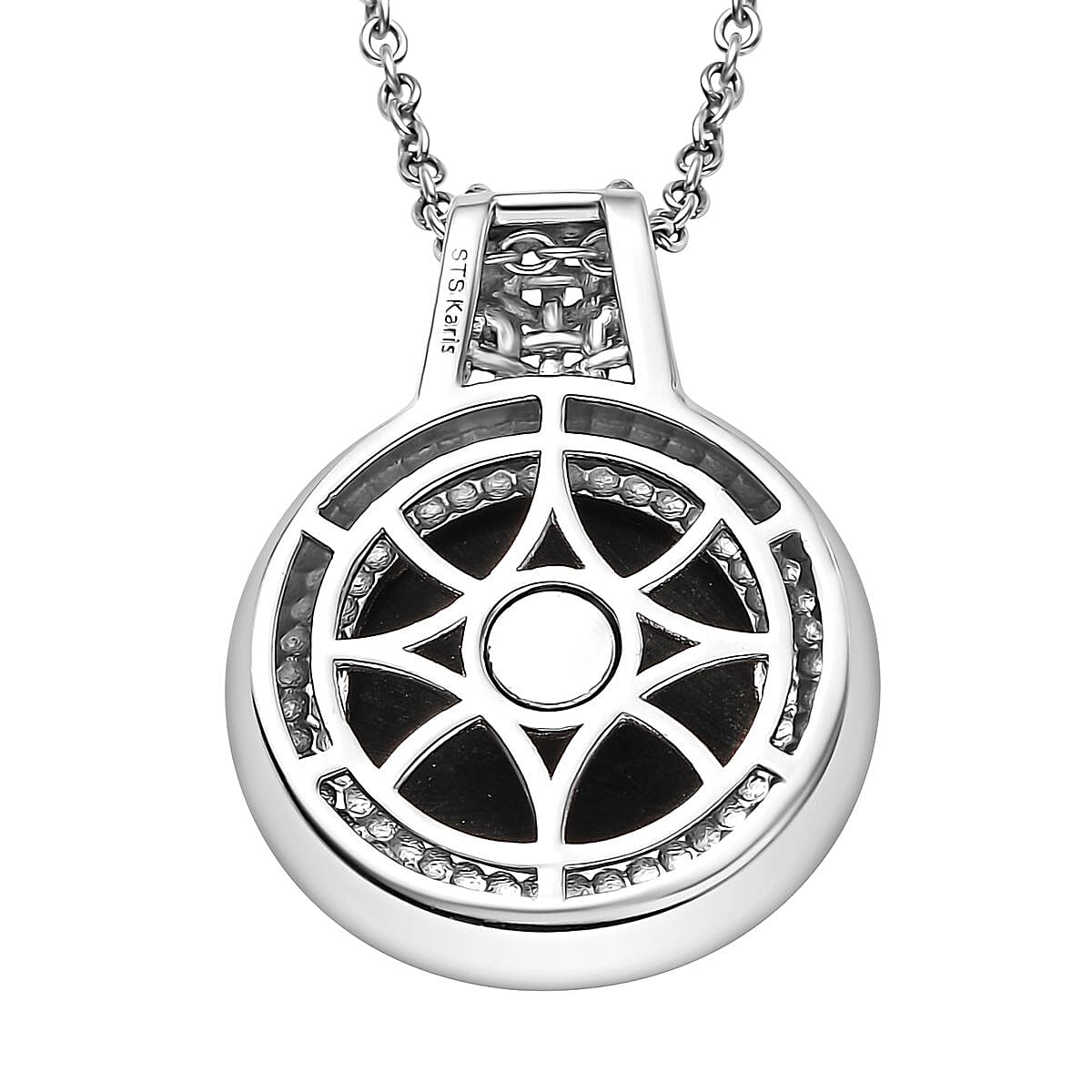 Karis Vivianite 8.25 ctw Pendant in Platinum Bond with Stainless Steel Necklace 20 Inches