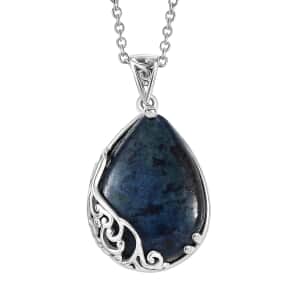 Karis Vivianite 12.10 ctw Pendant in Platinum Bond with Stainless Steel Necklace 20 Inches