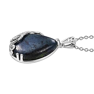 Karis Vivianite 12.10 ctw Pendant in Platinum Bond with Stainless Steel Necklace 20 Inches