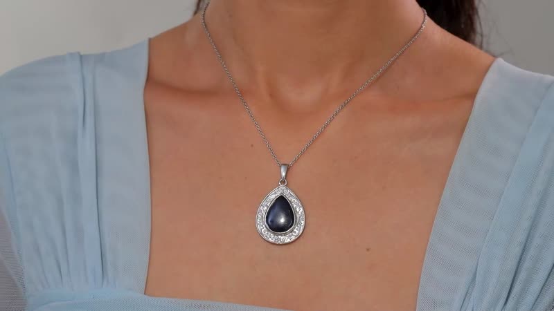 Karis Vivianite 9.50 ctw Pendant in 18K YG Plated and Platinum Bond with Stainless Steel Necklace 20 Inches