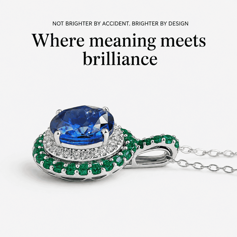 Certified & Appraised Rhapsody AAAA Tanzanite, Colombian Emerald and E-F VS Diamond 4.02 ctw Pendant Necklace in 950 Platinum 6 Grams 18 Inches