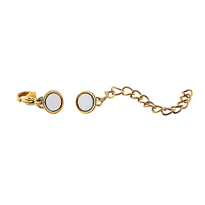 Set of 2 -11mm Lobster Lock with 8mm Magnetic Lock and 2 Inch Extender Chain in Rhodium Over and ION Plated YG Stainless Steel