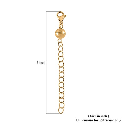 Set of 2 -11mm Lobster Lock with 8mm Magnetic Lock and 2 Inch Extender Chain in Rhodium Over and ION Plated YG Stainless Steel