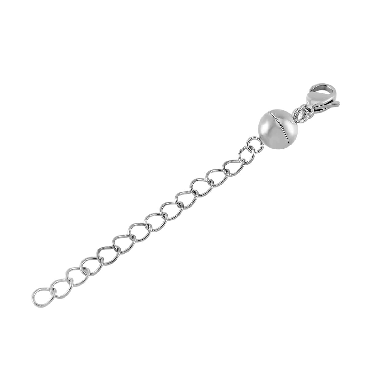 Set of 2 -11mm Lobster Lock with 8mm Magnetic Lock and 2 Inch Extender Chain in Rhodium Over Stainless Steel image number 1