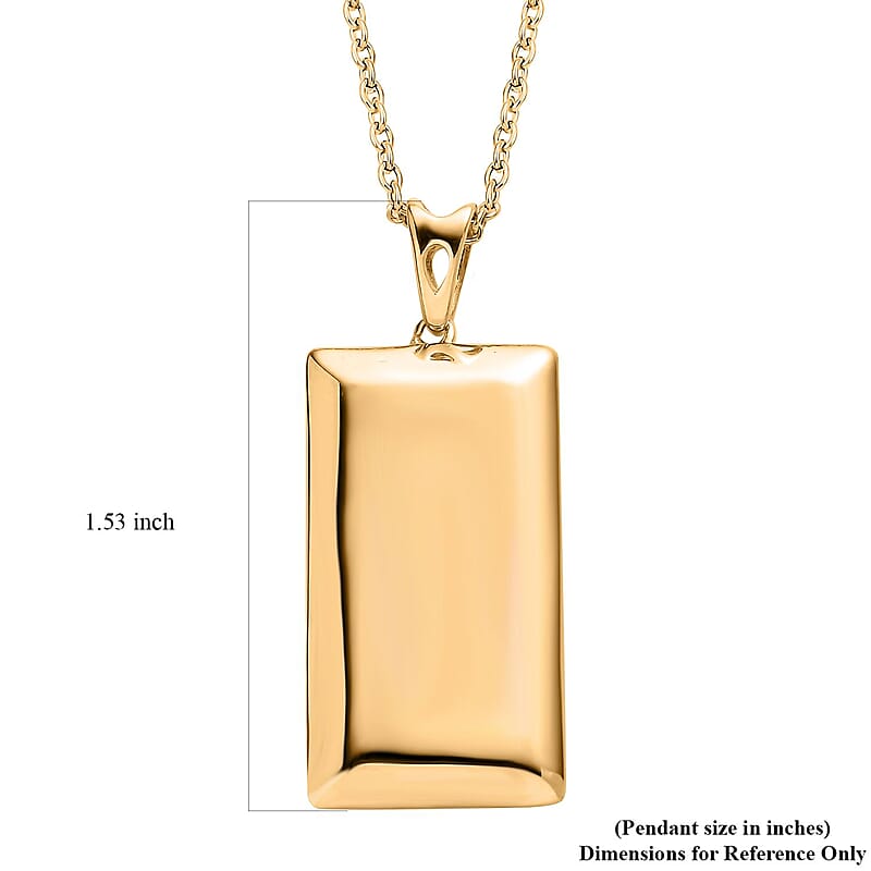 Bar Pendant Necklace 20 Inches in 18K Yellow Gold Plated Stainless Steel