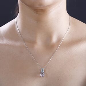 Certified & Appraised Rhapsody AAAA Pink Morganite, Paraiba Tourmaline, E-F VS Diamond 2.58 ctw Pendant Necklace 20 Inches in 950 Platinum 