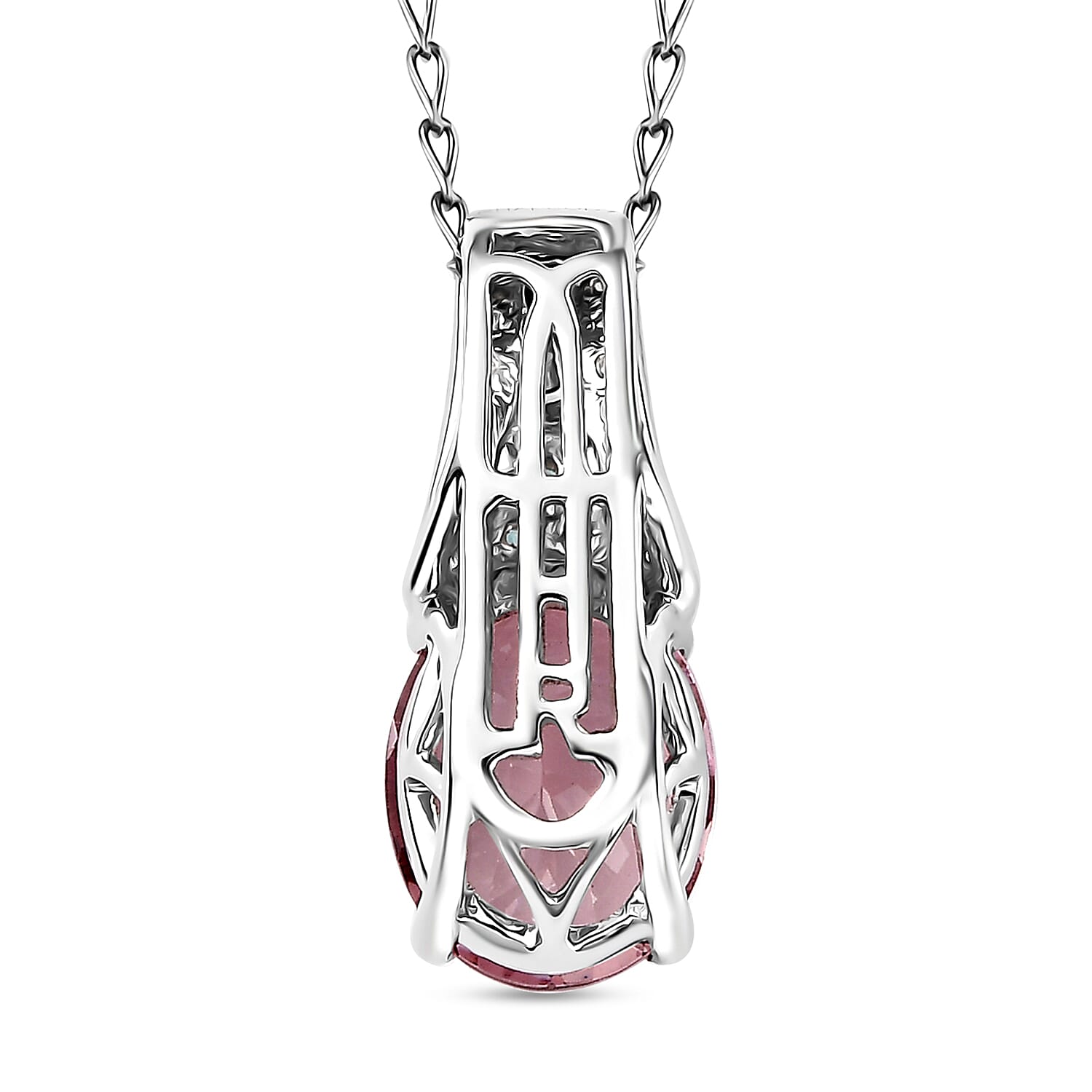 Certified & Appraised Rhapsody AAAA Pink Morganite, Paraiba Tourmaline, E-F VS Diamond 2.58 ctw Pendant Necklace 20 Inches in 950 Platinum