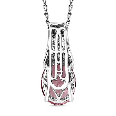 Certified & Appraised Rhapsody AAAA Pink Morganite, Paraiba Tourmaline, E-F VS Diamond 2.58 ctw Pendant Necklace 20 Inches in 950 Platinum