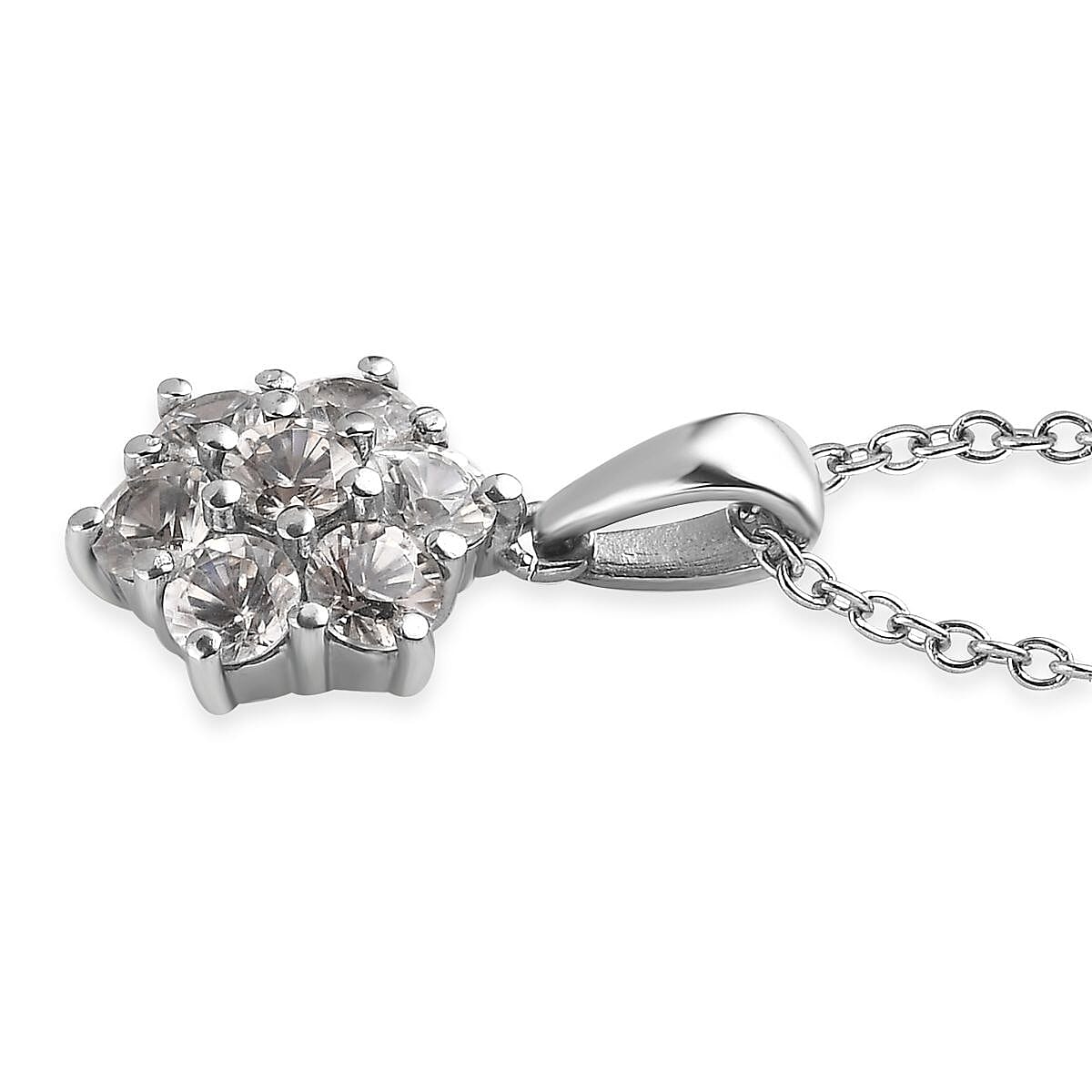 White Zircon 2.50 ctw Pendant Necklace 20 Inches in Stainless Steel