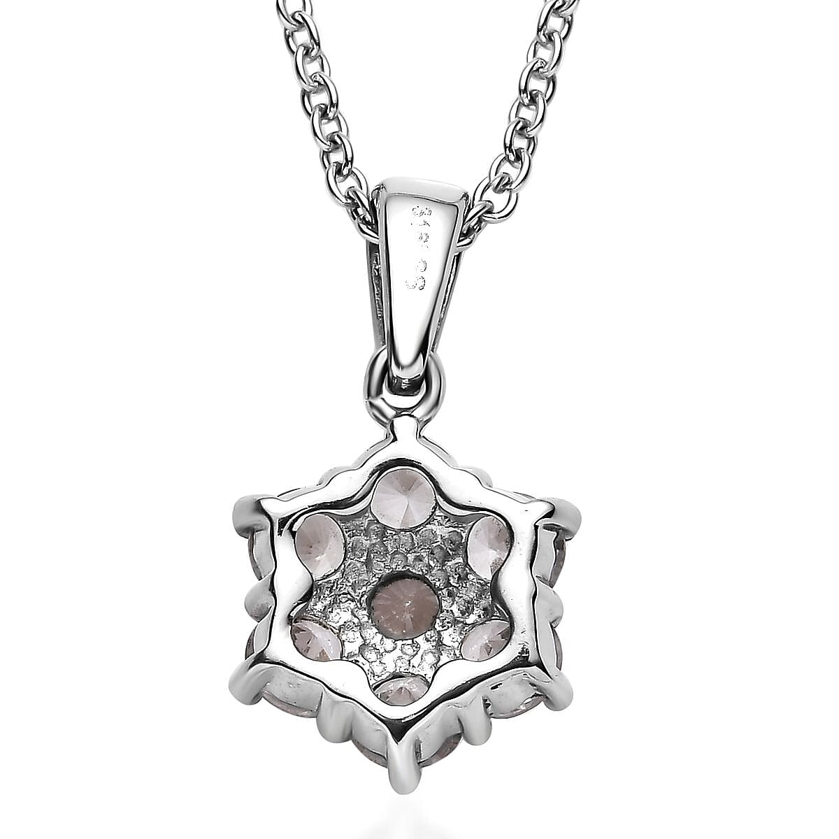 White Zircon 2.50 ctw Pendant Necklace 20 Inches in Stainless Steel