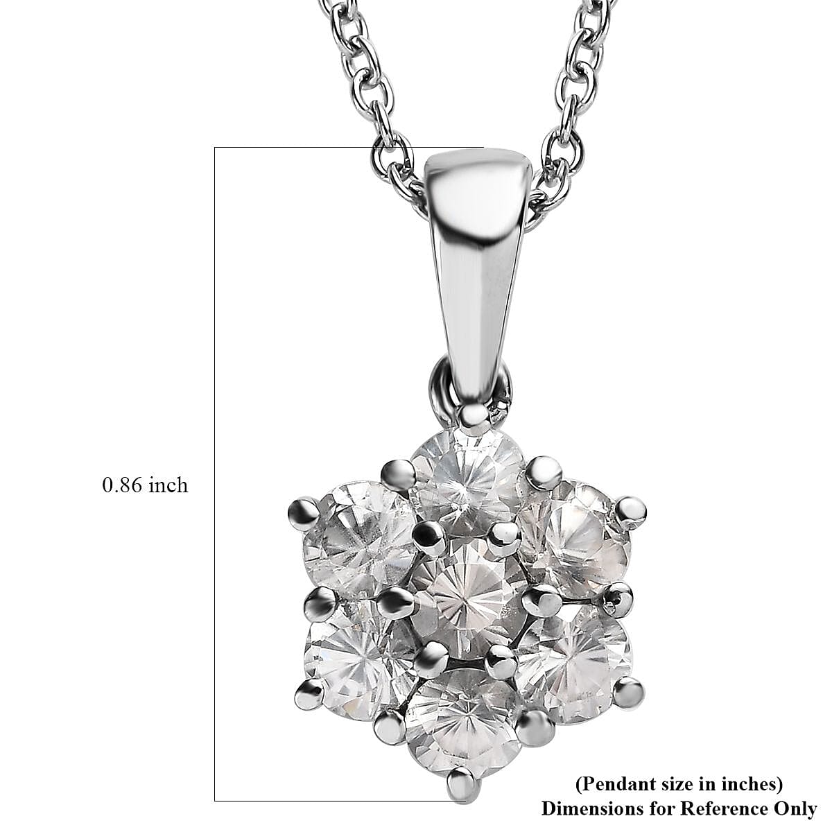 White Zircon 2.50 ctw Pendant Necklace 20 Inches in Stainless Steel