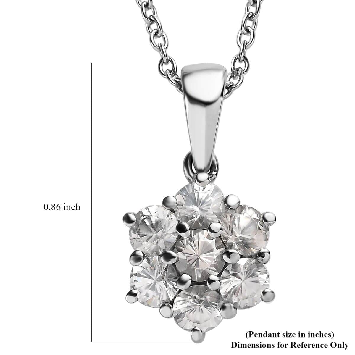 White Zircon 2.50 ctw Pendant Necklace 20 Inches in Stainless Steel image number 7