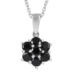 Thai Black Spinel 1.50 ctw Pendant Necklace 20 Inches in Stainless Steel 