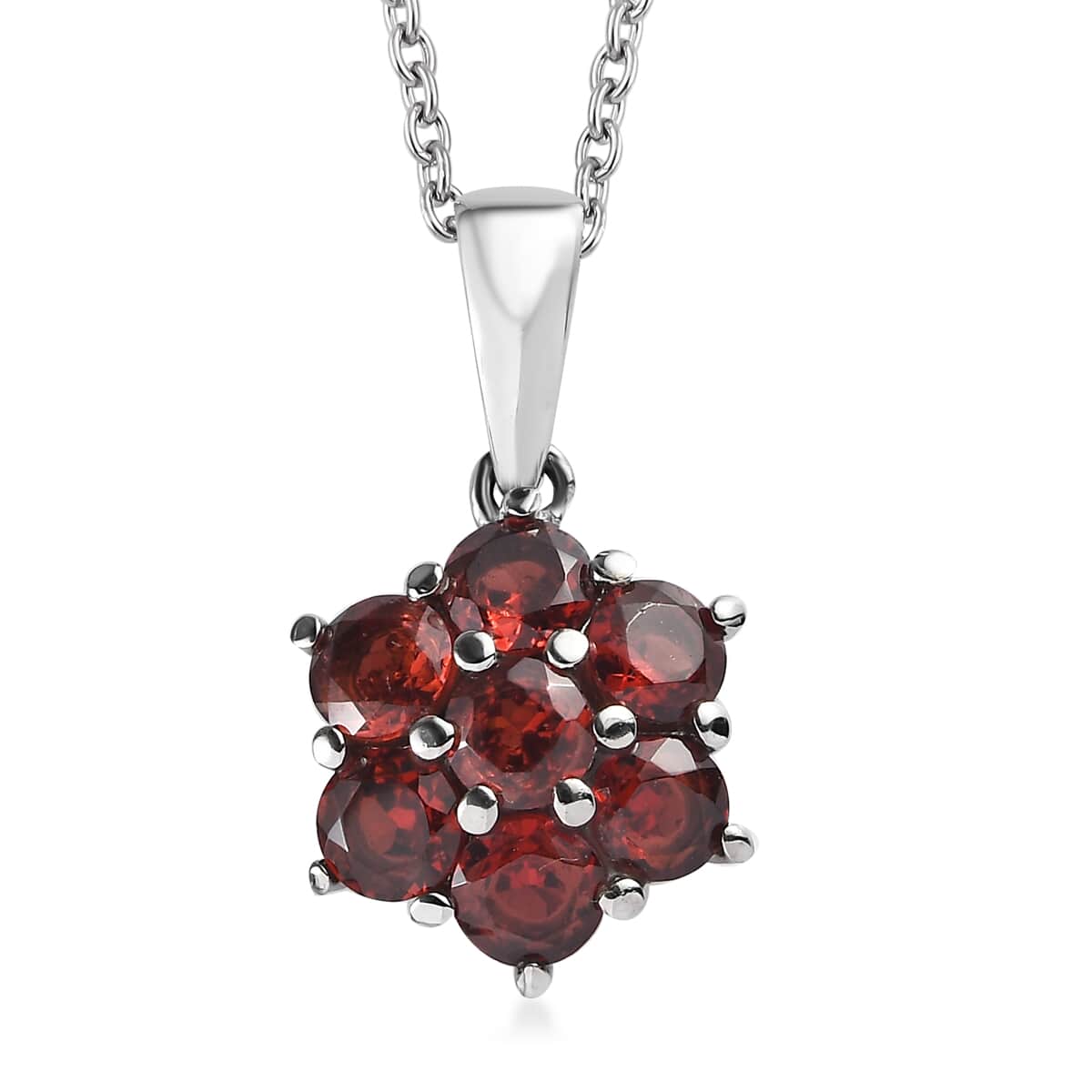 Mozambique Garnet 2.65 ctw Pendant Necklace 20 Inches in Stainless Steel image number 0