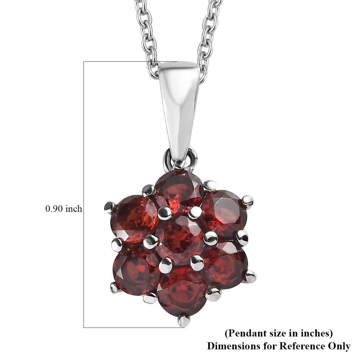 Mozambique Garnet 2.65 ctw Pendant Necklace 20 Inches in Stainless Steel image number 6