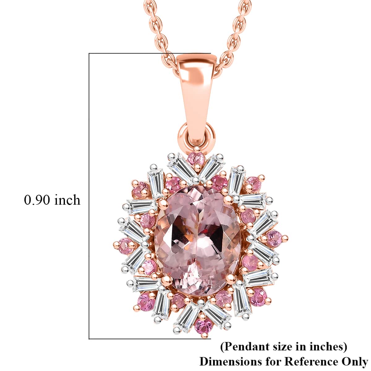 Certified & Appraised Iliana AAA Pink Morganite, Mahenge Spinel and G-H SI Diamond 2.50 ctw Floral Pendant Necklace in 18K Rose Gold 18 Inches image number 5