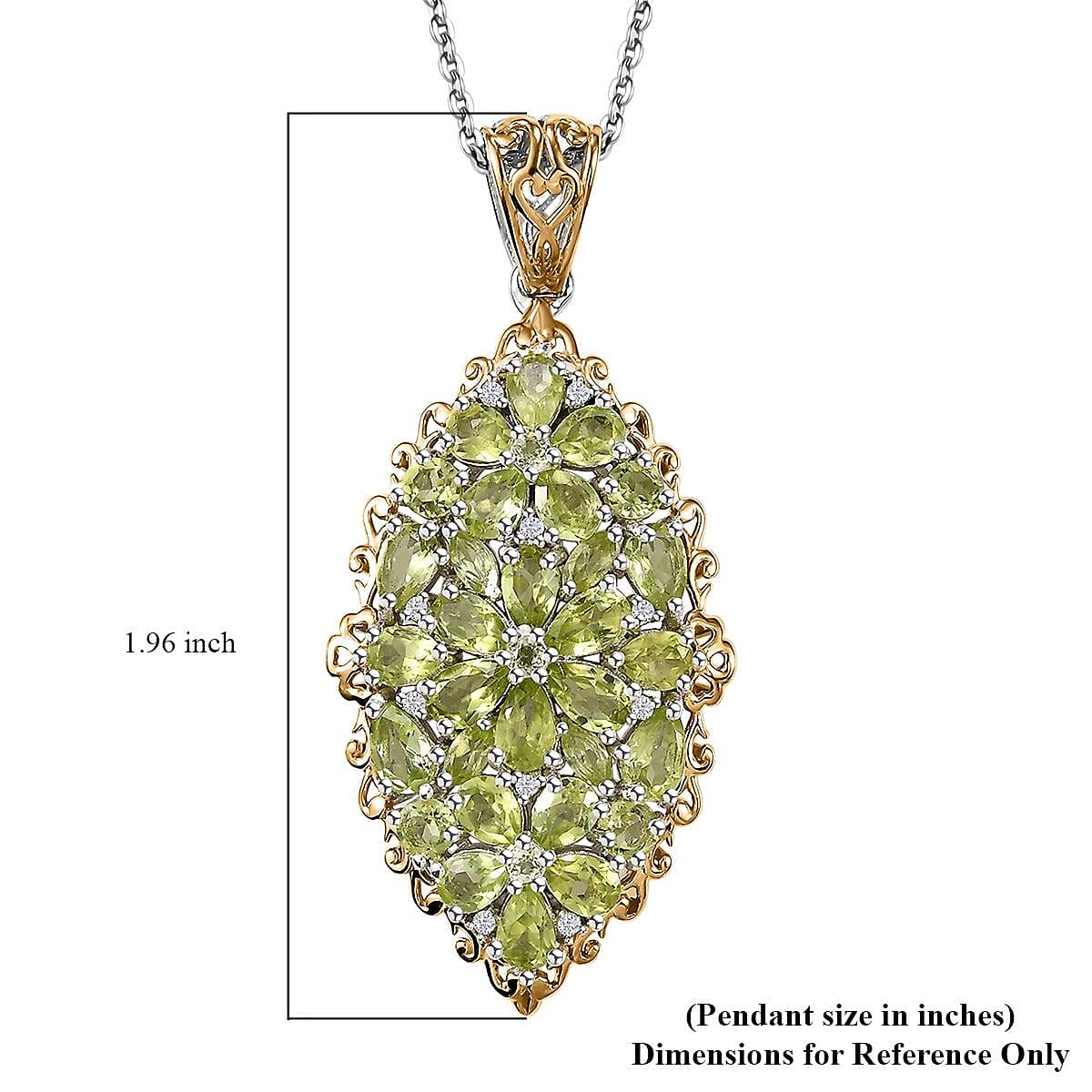 Hebei Peridot and Multi Gemstone 5.50 ctw Bunch of Flower Pendant Necklace in 18K Vermeil YG and Rhodium Over Sterling Silver 20 Inches