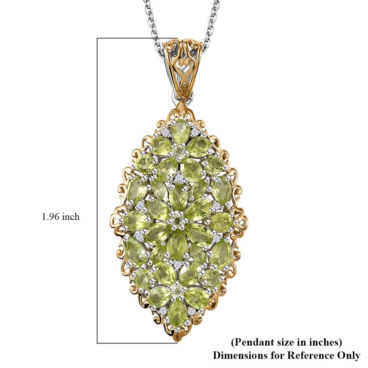 Hebei Peridot and Multi Gemstone 5.50 ctw Bunch of Flower Pendant Necklace in 18K Vermeil YG and Rhodium Over Sterling Silver 20 Inches image number 6