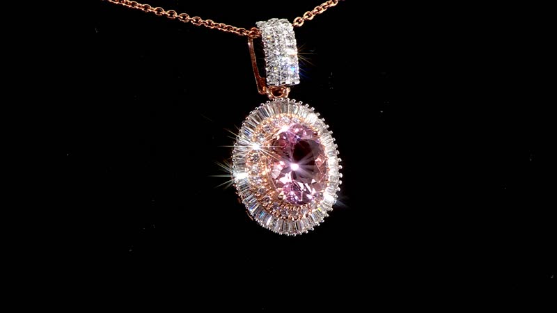 Certified and Appraised AAA Pink Morganite and G-H I1 Diamond 2.55 ctw Pendant Necklace in 18K Rose Gold 18 Inches