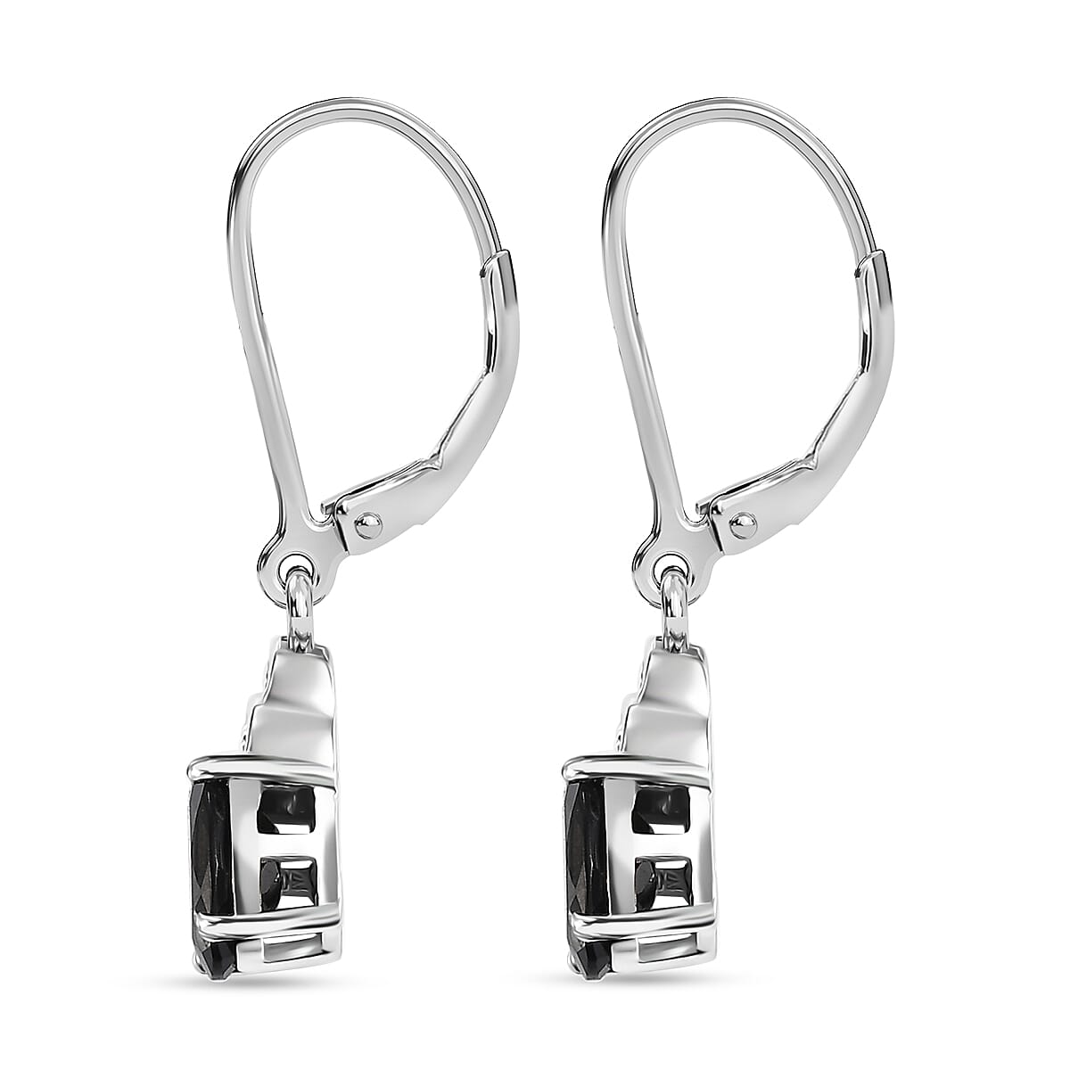 Karis California Black Jade 5.40 ctw Lever Back Earrings, Ring (Size 5.0) and Pendant in Platinum Bond with Stainless Steel Necklace 20 Inches