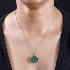 Karis Verde Onyx 13.90 ctw Tree of Life Pendant in Platinum Bond with Stainless Steel Necklace 20 Inches