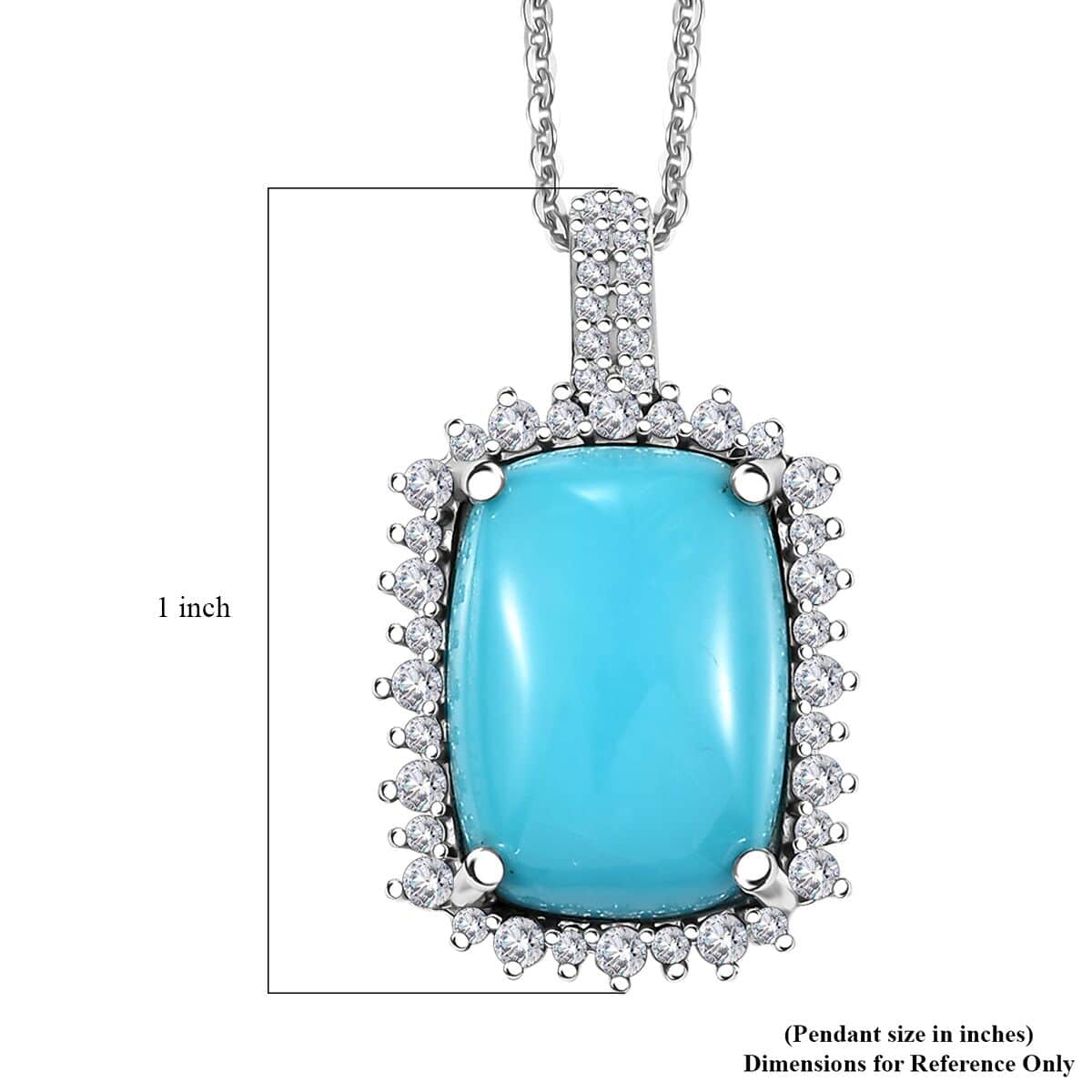 Sleeping Beauty Turquoise (Cush), Moissanite Sunburst Pendant Necklace (20 Inches) in Rhodium Over Sterling Silver 5.80 ctw image number 6