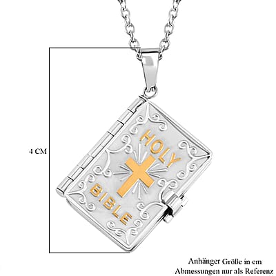 Set of 5 Bible Pendant Necklace (24 Inches) in ION Plated YG and Steel