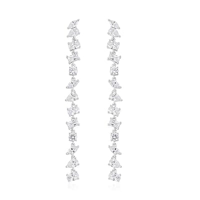 Lustro Stella Finest CZ Mixed Shapes Set of 2 Earrings in 14K YG and Rhodium Over Sterling Silver 26.00 ctw