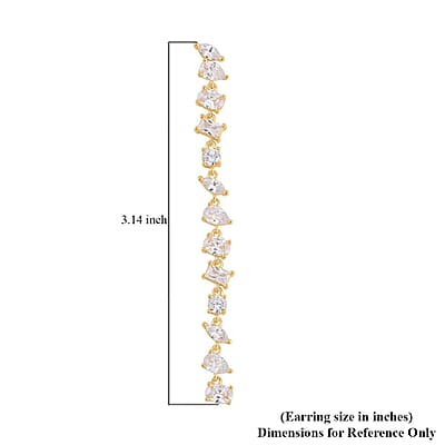 Lustro Stella Finest CZ Mixed Shapes Set of 2 Earrings in 14K YG and Rhodium Over Sterling Silver 26.00 ctw