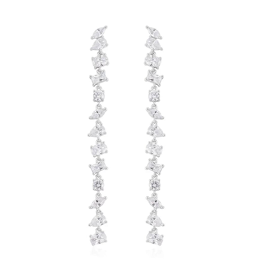 Lustro Stella Finest CZ Mixed Shapes Set of 2 Earrings in 14K YG and Rhodium Over Sterling Silver 26.00 ctw