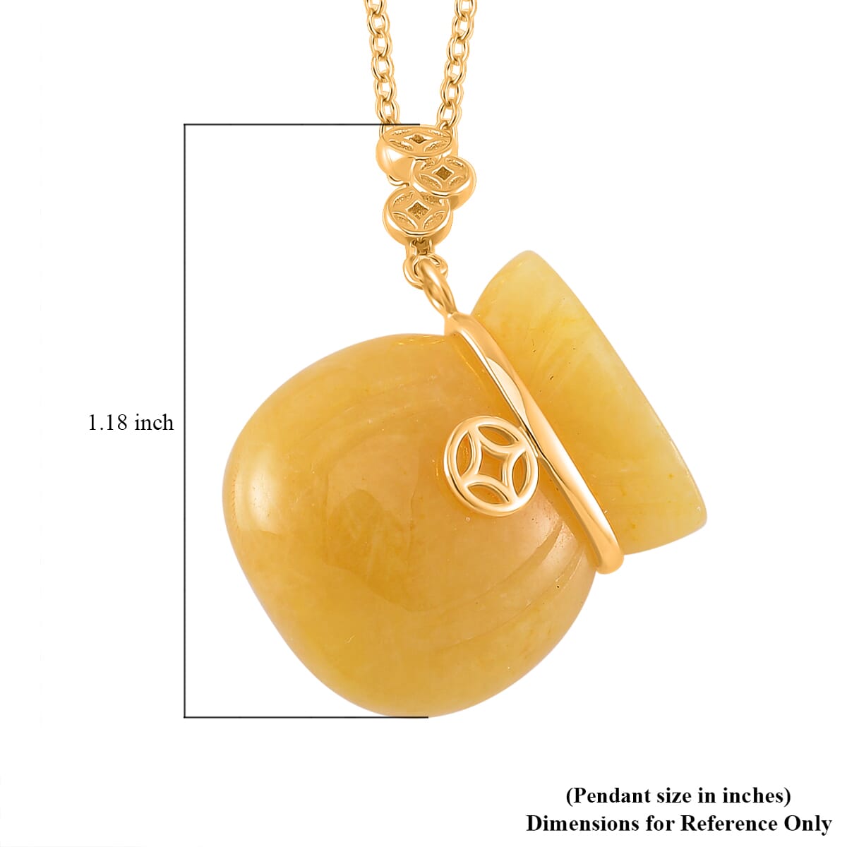Honey Jade (D) 42.00 ctw Carved Tied Money Bag Pendant Necklace (20 Inches) in 18K Vermeil Yellow Gold Over Sterling Silver image number 5