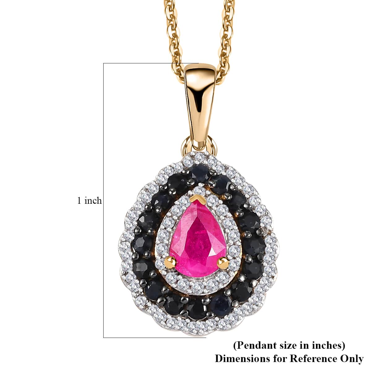 Premium Royal Ruby and Multi Gemstone 2.00 ctw Crimson Bloom Pendant Necklace in 18K Vermeil Yellow Gold Over Sterling Silver 20 Inches image number 5