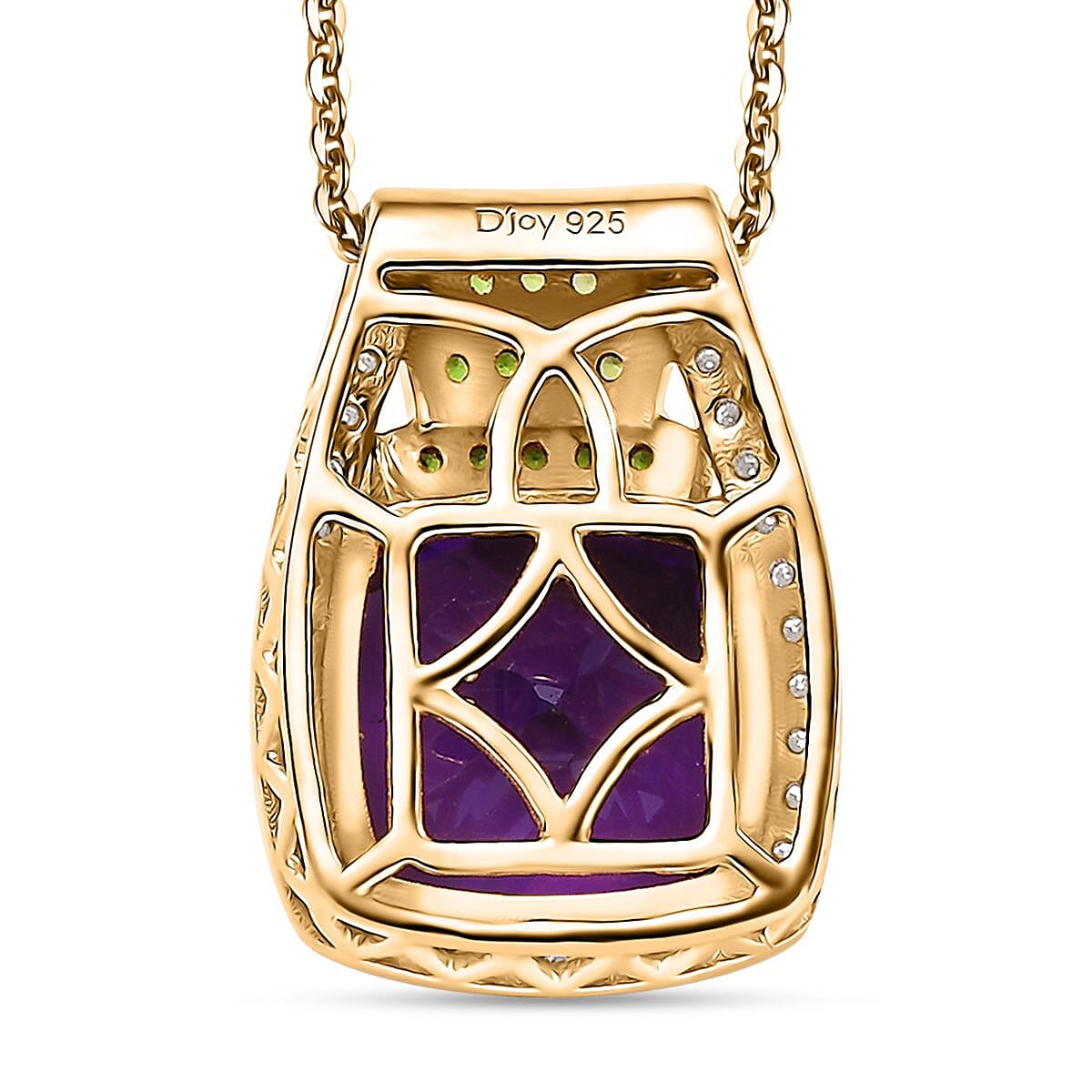 Zambian Amethyst and Multi Gemstone 5.70 ctw Stairs Pendant Necklace 20 Inches in 18K Vermeil Yellow Gold Over Sterling Silver