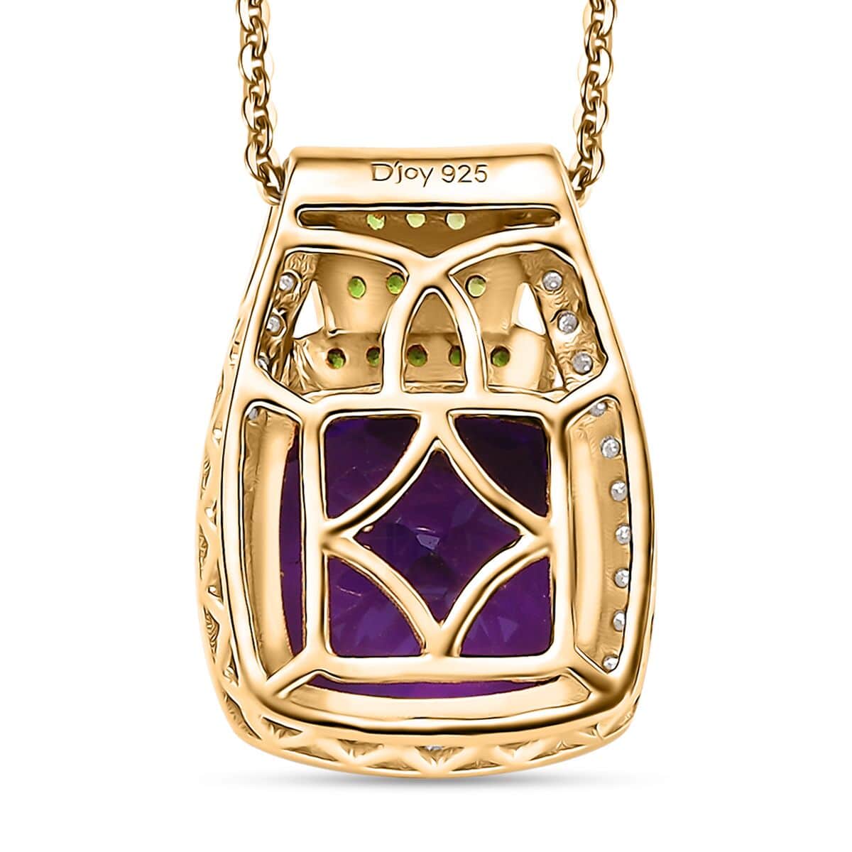 Kagem Zambian Amethyst and Multi Gemstone 5.70 ctw Pendant Necklace 20 Inches in 18K Vermeil Yellow Gold Over Sterling Silver image number 4