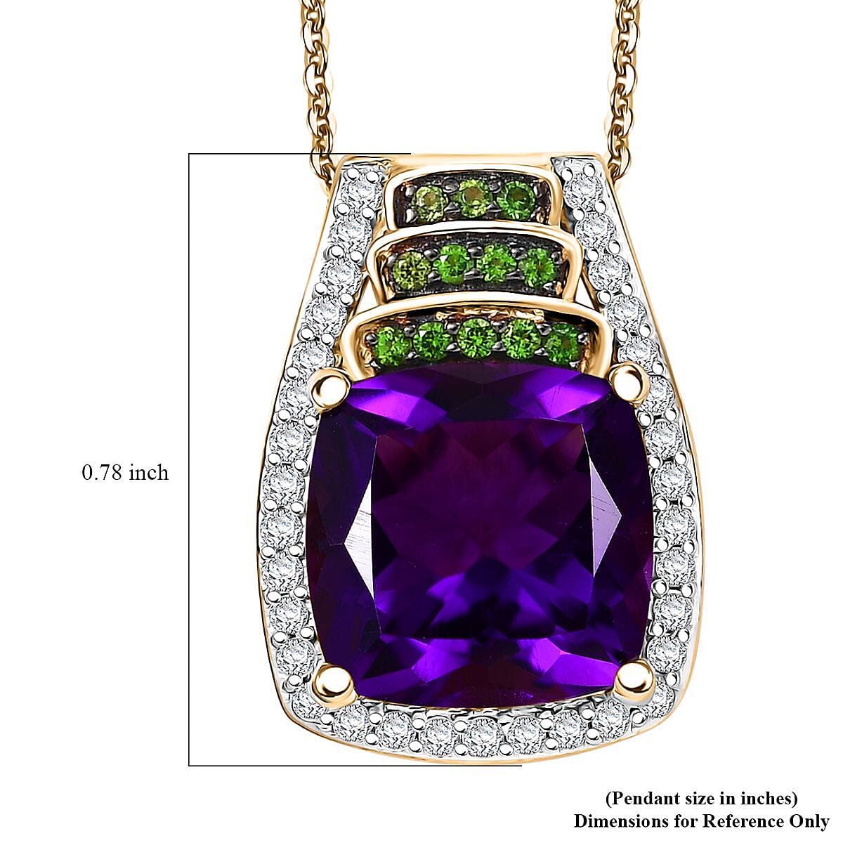 Zambian Amethyst and Multi Gemstone 5.70 ctw Stairs Pendant Necklace 20 Inches in 18K Vermeil Yellow Gold Over Sterling Silver