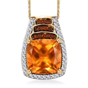 Santa Ana Madeira Citrine and Multi Gemstone 5.65 Ctw Stairs Pendant Necklace 20 Inches in 18K Vermeil Yellow Gold Over Sterling Silver