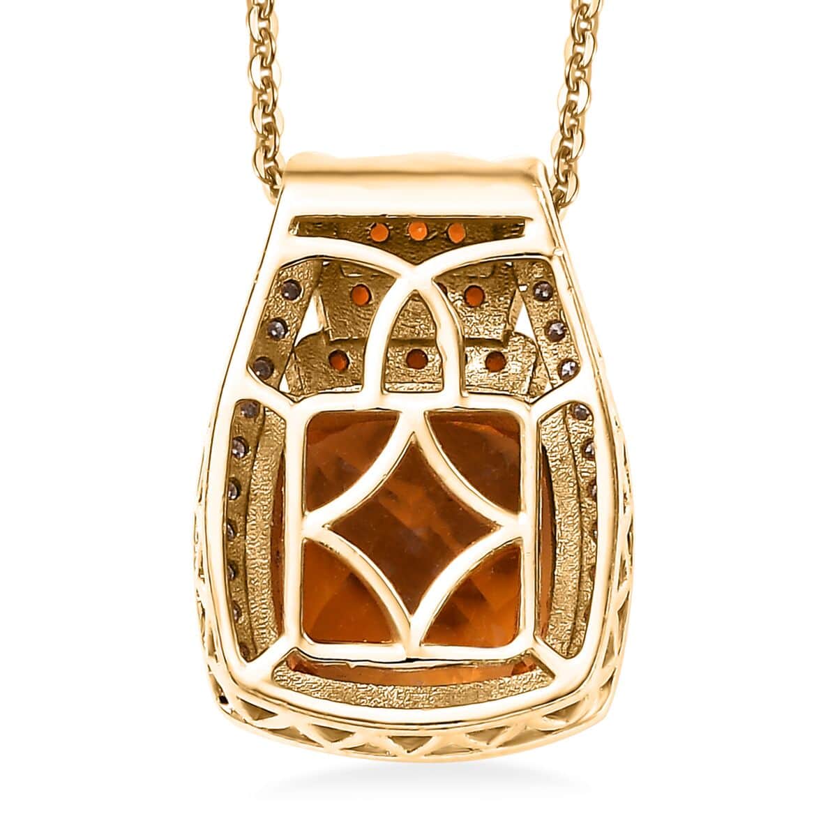 Santa Ana Madeira Citrine and Multi Gemstone 5.65 Ctw Stairs Pendant Necklace 20 Inches in 18K Vermeil Yellow Gold Over Sterling Silver image number 4