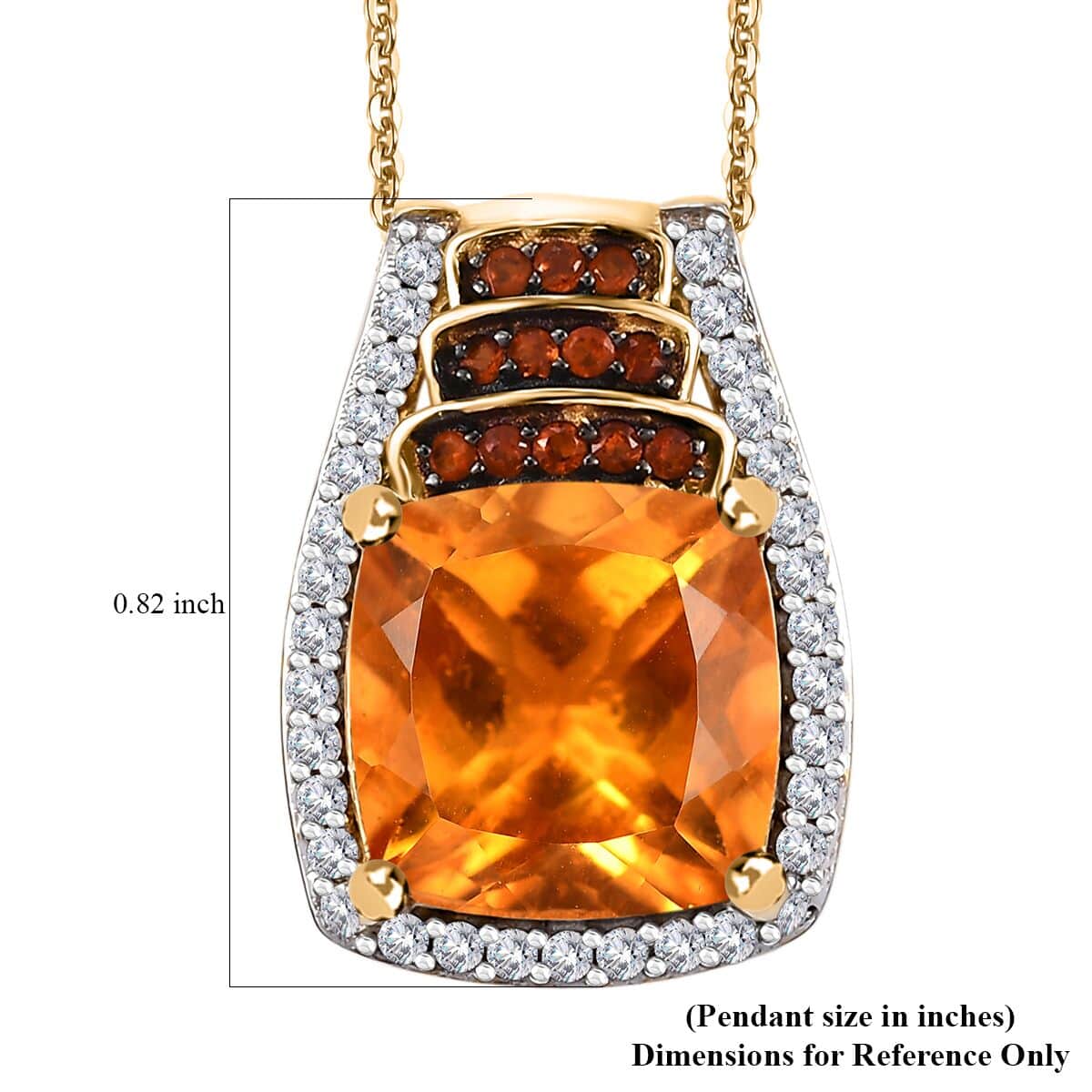 Santa Ana Madeira Citrine and Multi Gemstone 5.65 Ctw Stairs Pendant Necklace 20 Inches in 18K Vermeil Yellow Gold Over Sterling Silver image number 6