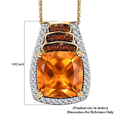 Santa Ana Madeira Citrine and Multi Gemstone 5.65 Ctw Stairs Pendant Necklace 20 Inches in 18K Vermeil Yellow Gold Over Sterling Silver